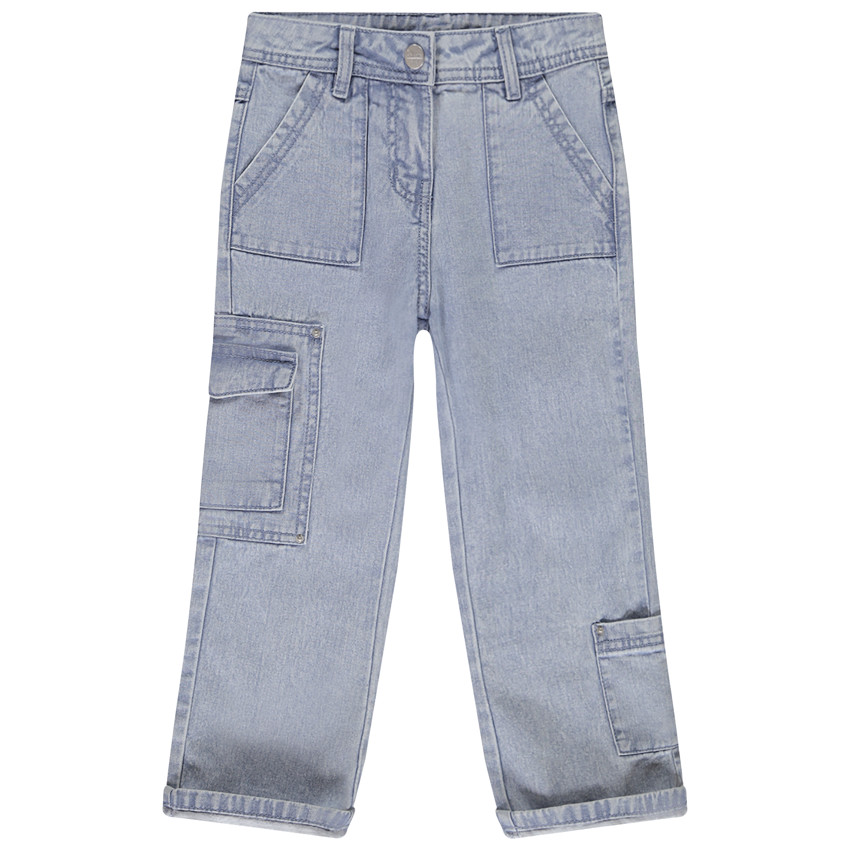 Τζιν καμπάνα σε denim στυλ cargo με τσέπες για κορίτσι 