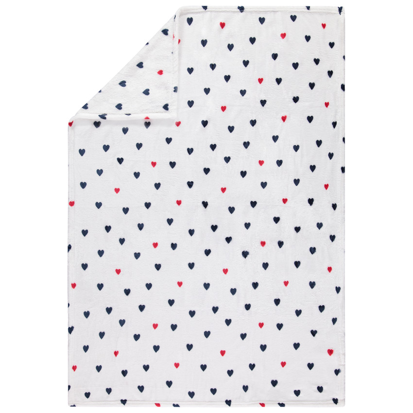 Κάλυμμα από sherpa με σχέδιο καρδιές σε όλη την επιφάνεια 