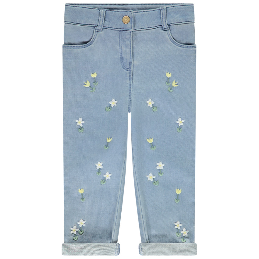 Τζιν εφέ denim με κεντημένες λεπτομέρειες για bebe κορίτσι 