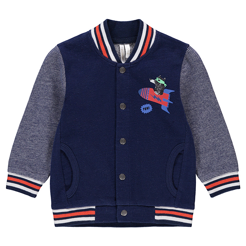 Τζάκετ σε κολεγιακό στιλ με τυπωμένο αρκουδάκι και πύραυλο  