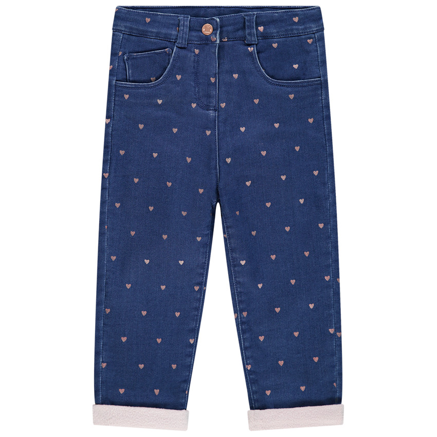 Τζιν με usef όψη, μοτίβο με καρδιές και επένδυση από sherpa 