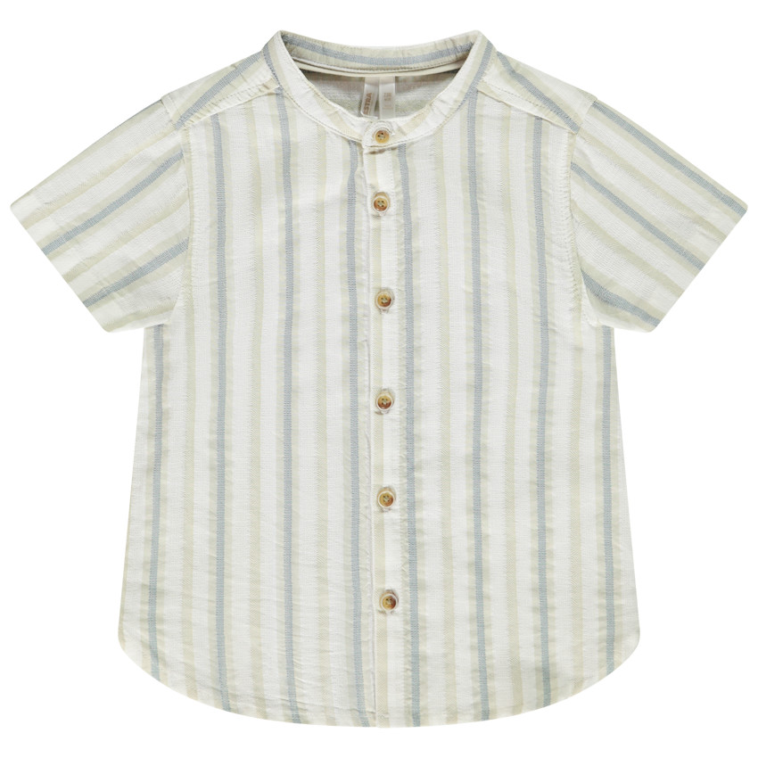 Πουκάμισο κοντομάνικο με ρίγες και γιακά mao για μωρό αγόρι 