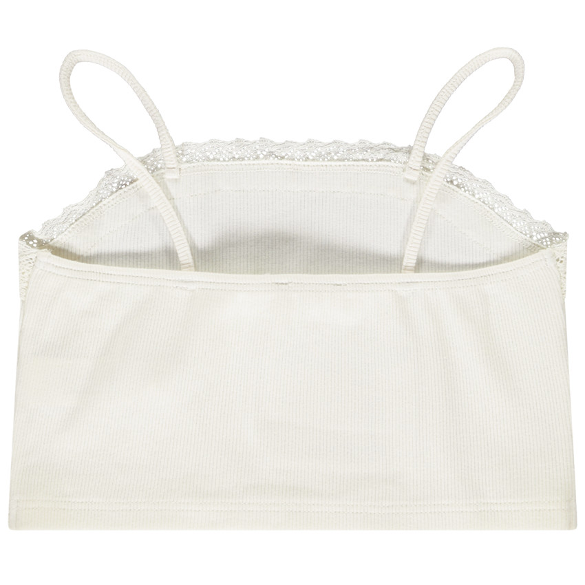 Μπλουζάκι αμάνικο κοτλέ με λεπτές τιράντες και δαντέλα για κορίτσι 