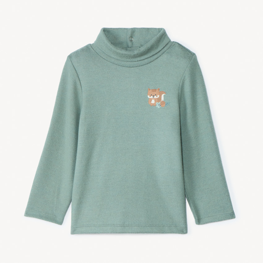 Sous-pull col roulé puff print écureuil pour bébé garçon 