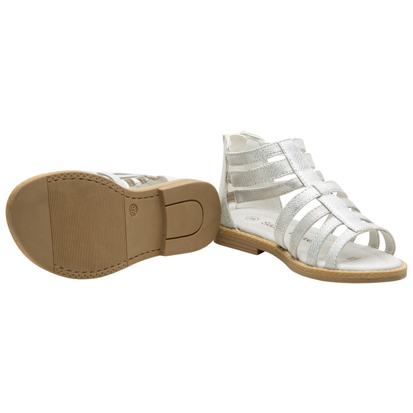 Σανδάλια ασημένια με υφασμάτινα λουριά για κορίτσι 