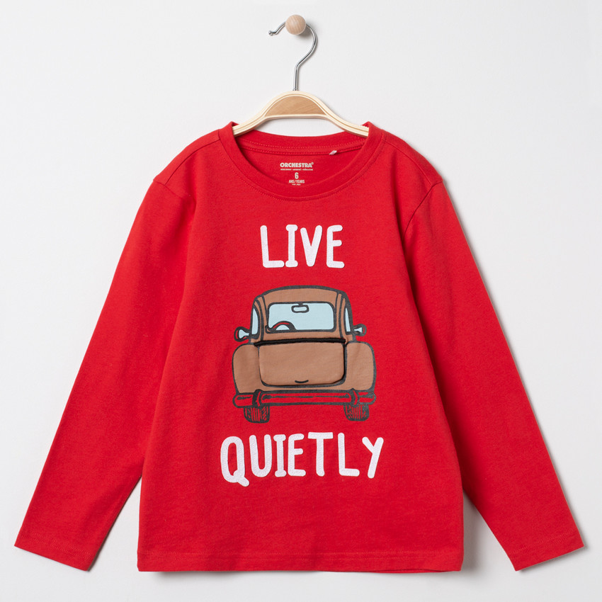 T-shirt manches longues en coton print voiture fantaisie 