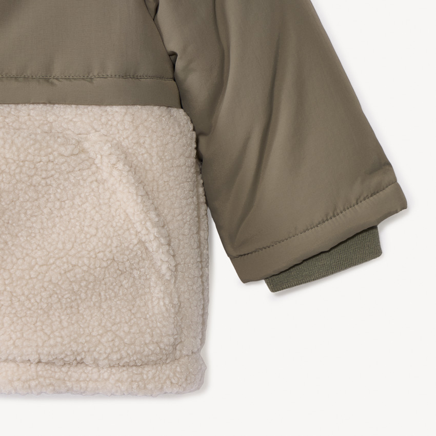 Doudoune bi-matière avec sherpa bouclette pour bébé garçon 