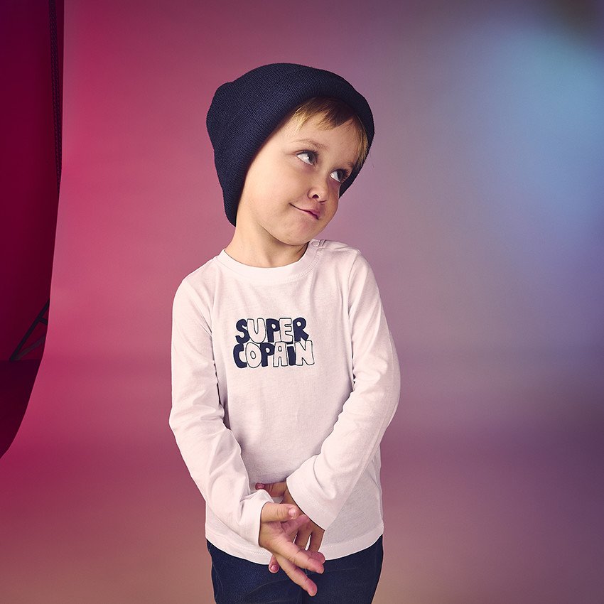 Μακρυμάνικο μπλουζάκι με τύπωμα "Super Copain" για μωρό αγόρι 