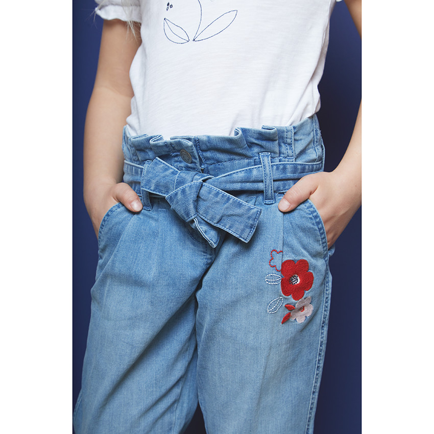 T-shirt κοντομάνικο patch fleur κέντημα για κορίτσι 