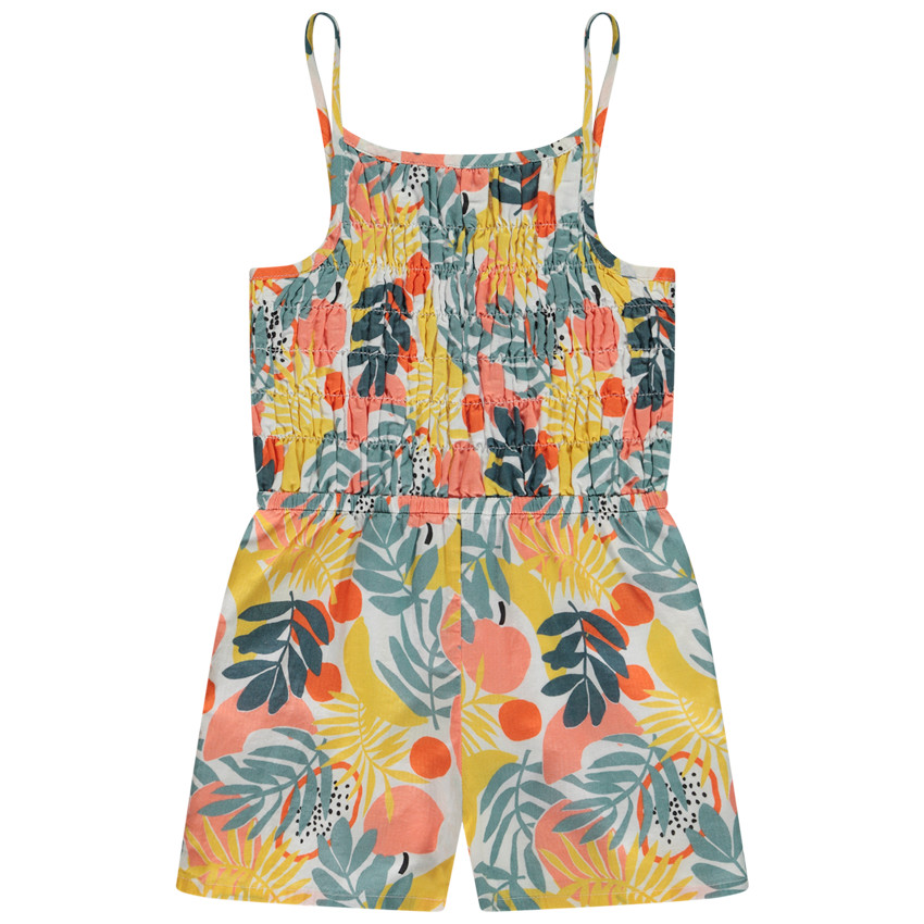 Κοντό φορμάκι effet smocké με φυτικό σχέδιο για κορίτσι 