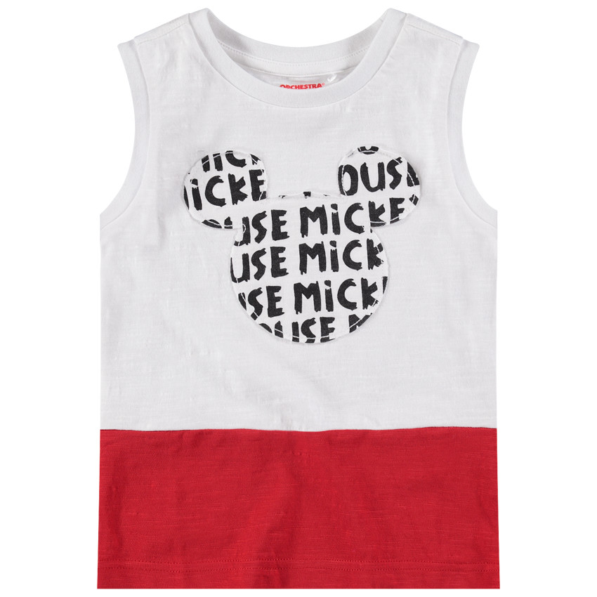 Αμάνικο ζέρσεϊ δίχρωμο μπλουζάκι με τύπωμα τον Μίκυ της Disney  