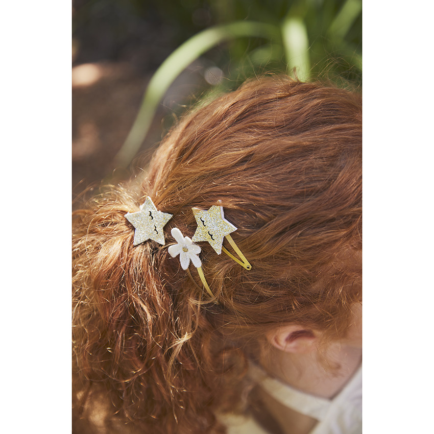 Lot de 6 barrettes et 2 élastiques pailletés pour fille 