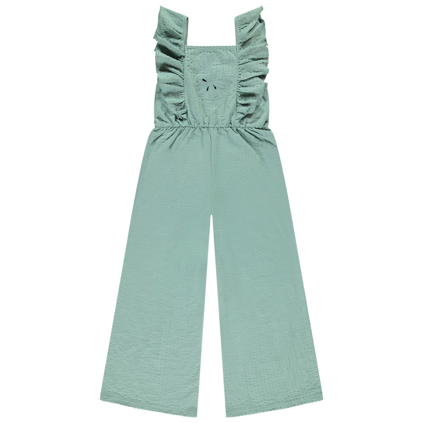 Μακριά φόρμα με βολάν και κεντημένα λουλούδια για κορίτσι 