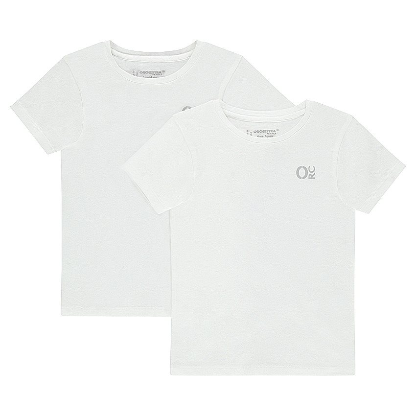 Σετ 2 βαμβακερά μονόχρωμα μπλουζάκια (φανελάκια) με τυπωμένο λογότυπο 