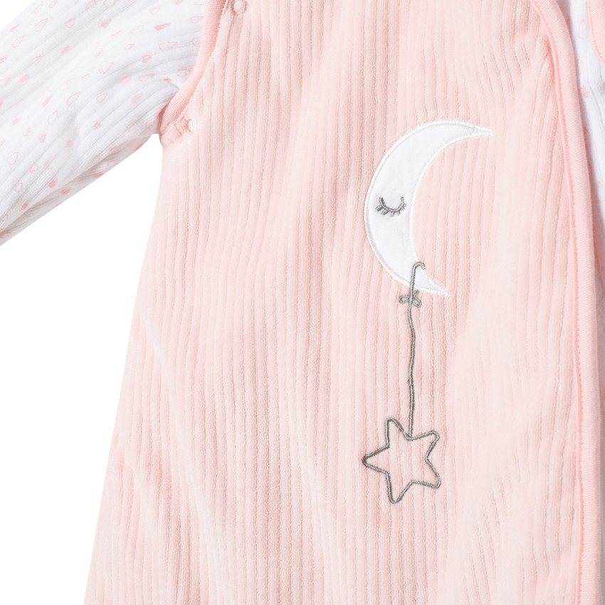 Turbulette à manches amovibles effet velours côtelé pour bébé fille 