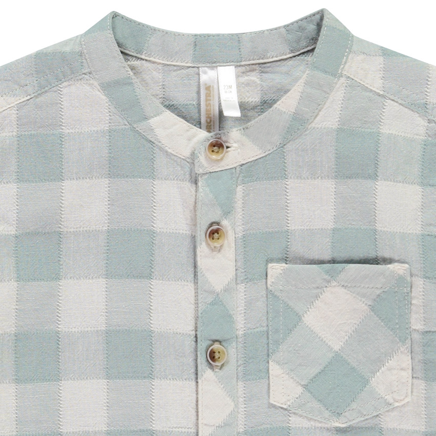 Πουκάμισο μακρυμάνικο καρό με γιακά μάο για bebe αγόρι 