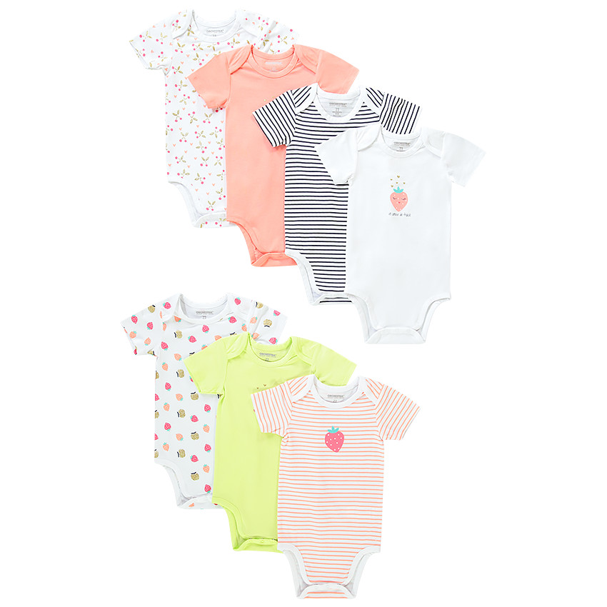 Lot de 7 bodies imprimé fruits pour bébé fille  Additional Lot de 7 bodies imprimé fruits pour bébé fille