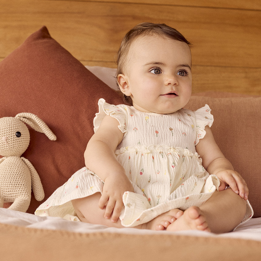 Robe body en jersey froissé imprimé pour bébé fille = Φόρεμα body από jersey με τσαλακωμένο print για bebe κορίτσι 