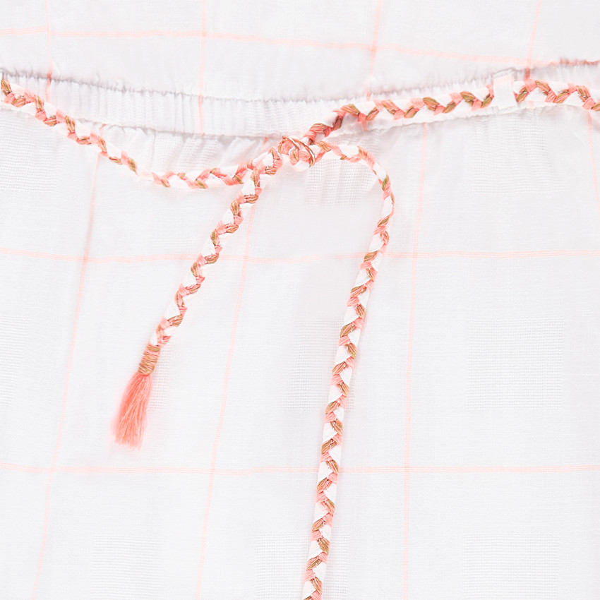 Παιδικά - Φόρεμα από λεπτό βαμβακερό ύφασμα με καρό και ζώνη 