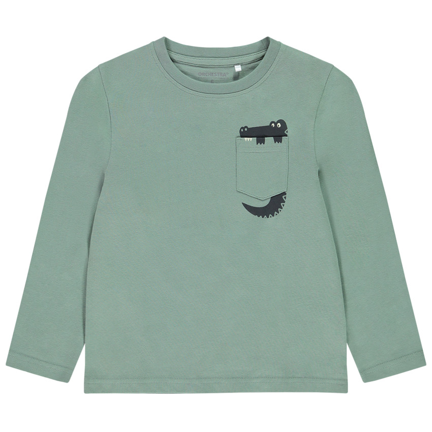 T-shirt μακρυμάνικο με τσέπη με σχέδιο ζώου για αγόρι 