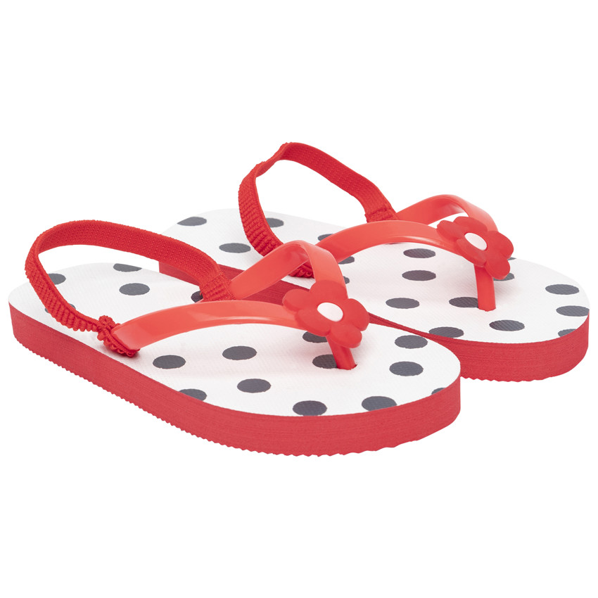 Tongs imprimé pois à badge fleur pour fille avec lanière selon l'âge  Additional Tongs imprimé pois à badge fleur pour fille avec lanière selon l'âge