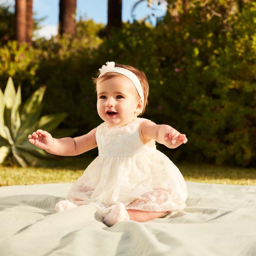 Σαλοπέτα κοντή 2 σε 1 από κεντημένο τούλι για κορίτσι μωρού 