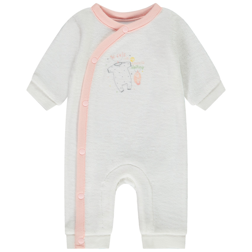 Ολόσωμη φόρμα μονόχρωμη βελουτέ για πρόωρο bebe κορίτσι 