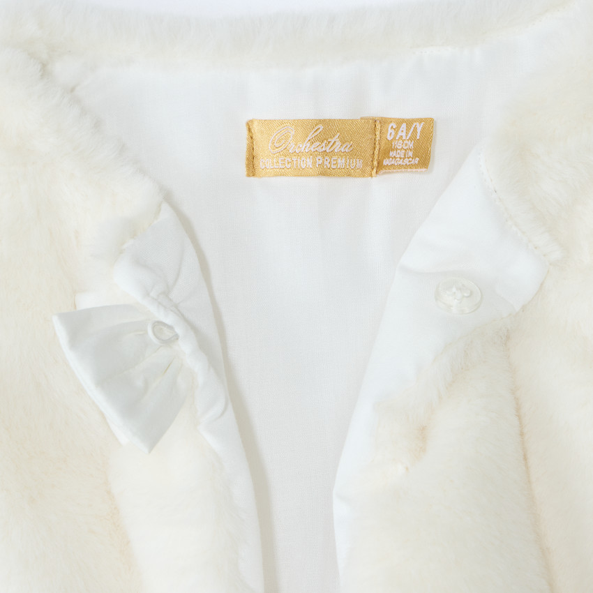 Ζακέτα μπολερό με επένδυση από ψεύτικη γούνα και φιόγκο για κορίτσι 