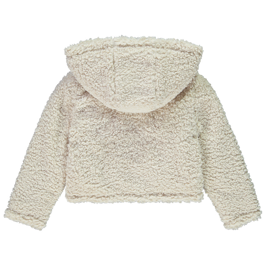 Μπουφάν κοντό με κουκούλα από sherpa για κορίτσι 