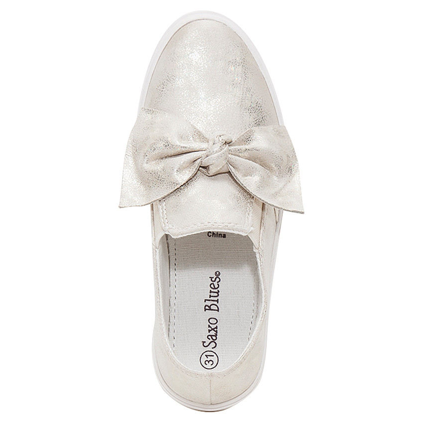 Χρυσαφί αθλητικά παπούτσια με μεταλλιζέ πουά και φιόγκο 