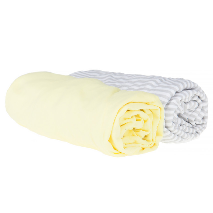 Lot de 2 draps housse uni/rayé 