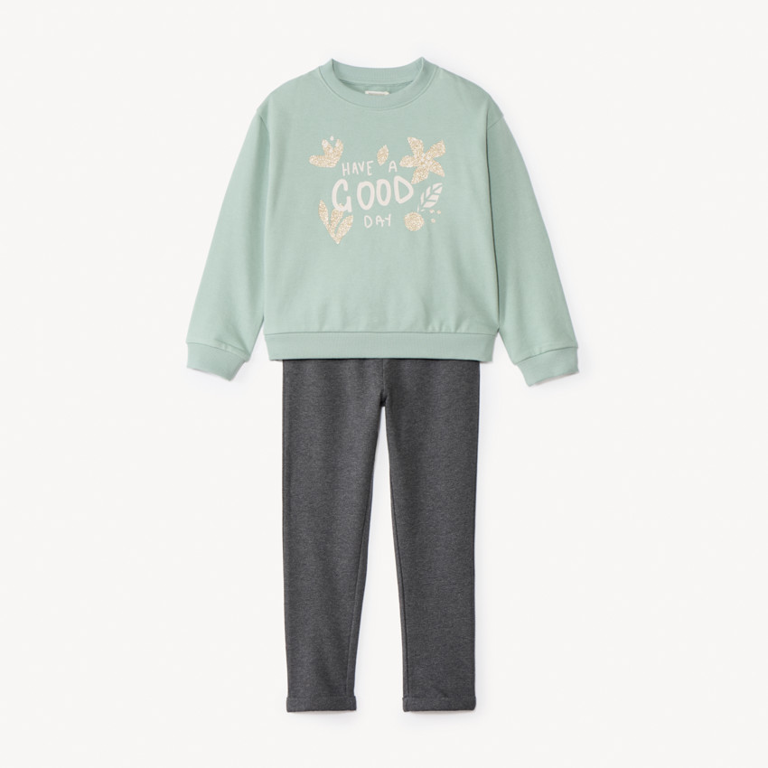 Ensemble jogging molleton à print pailleté pour fille 
