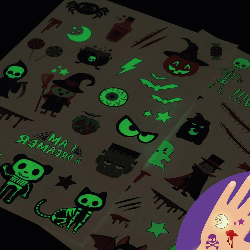 Tatouages éphémères phosphorescents Halloween 