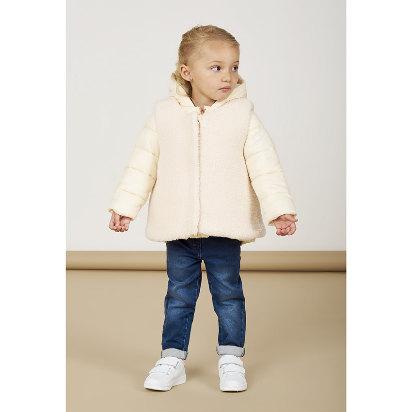 Μπουφάν bi-matière βαμβακερό και  sherpa για bebe κορίτσι 