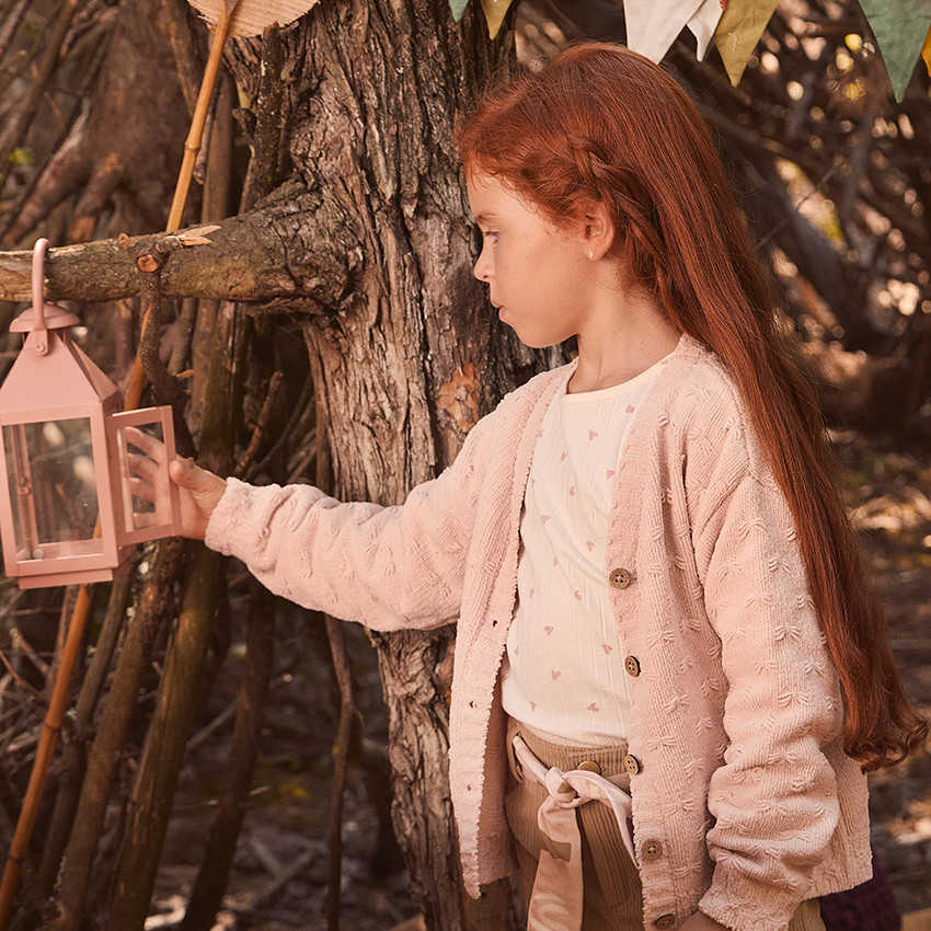 T-shirt μακρυμάνικο από πλεκτό με σχέδιο καρδιά για κορίτσι 