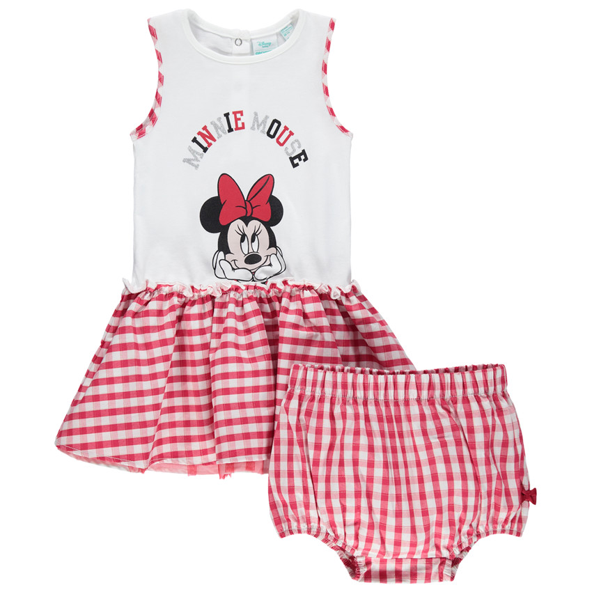 Σύνολο με φόρεμα με στάμπα Minnie και ασορτί φουφούλα σε μικρό καρό  Additional Σύνολο με φόρεμα με στάμπα Minnie και ασορτί φουφούλα σε μικρό καρό