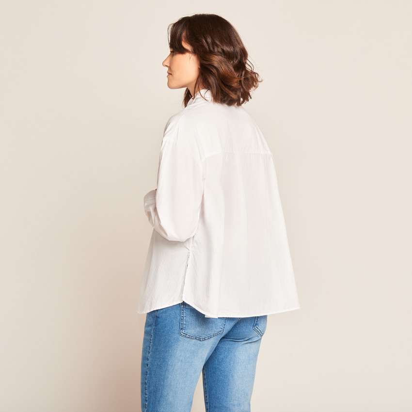 Μακριμάνικη μονόχρωμη μπλούζα για γυναίκες 