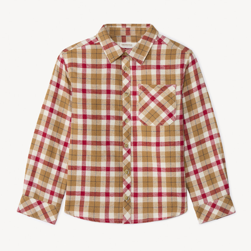 Πουκάμισο μακρυμάνικο καρό για αγόρι από φανέλα 