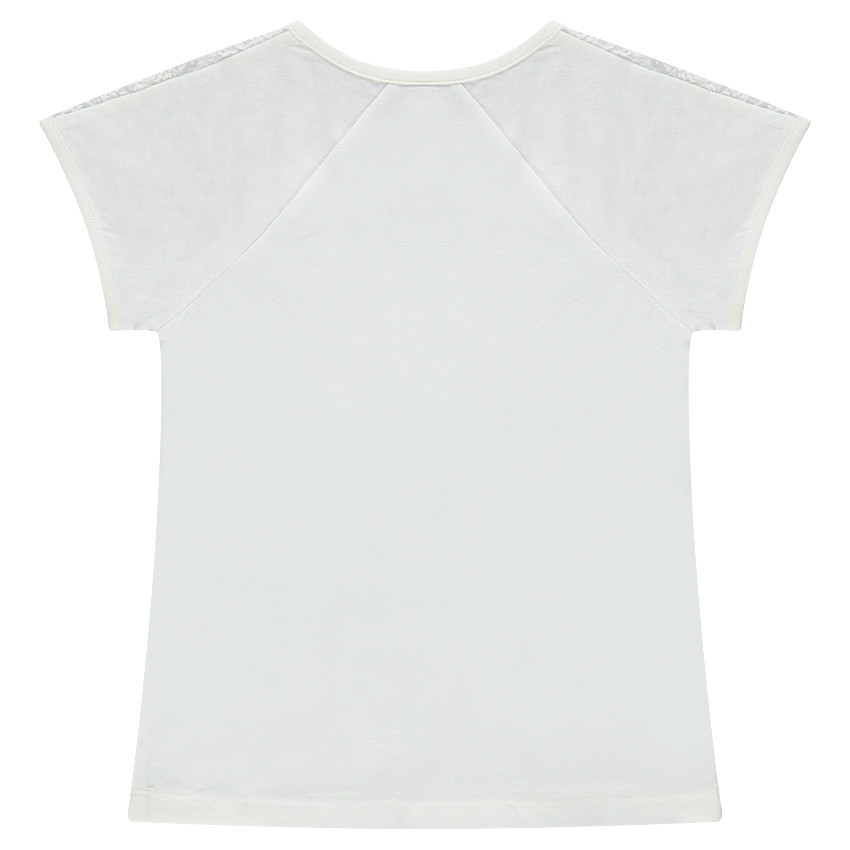 Κοντομάνικη μπλούζα από ζέρσεϊ και δαντέλα με γράμματα από κορδόνι 