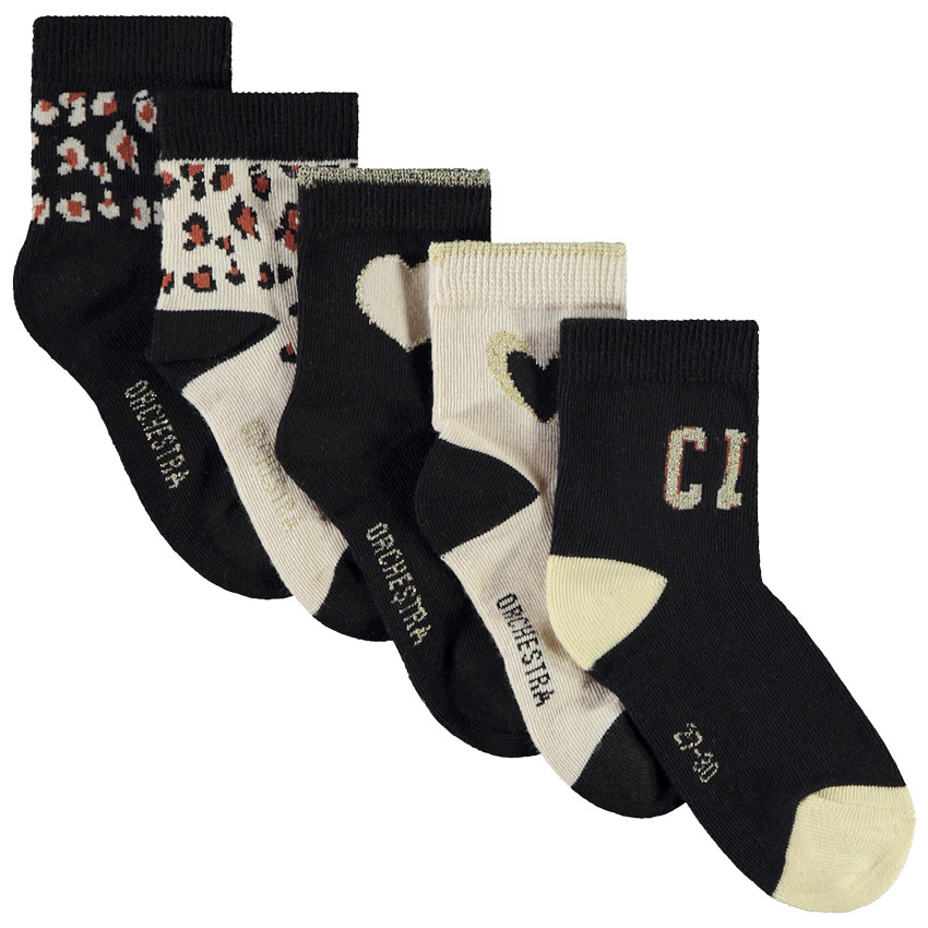Lot de 5 paires de chaussettes fantaisie fille 