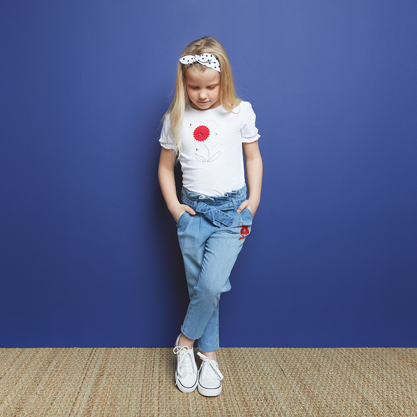 T-shirt κοντομάνικο patch fleur κέντημα για κορίτσι 