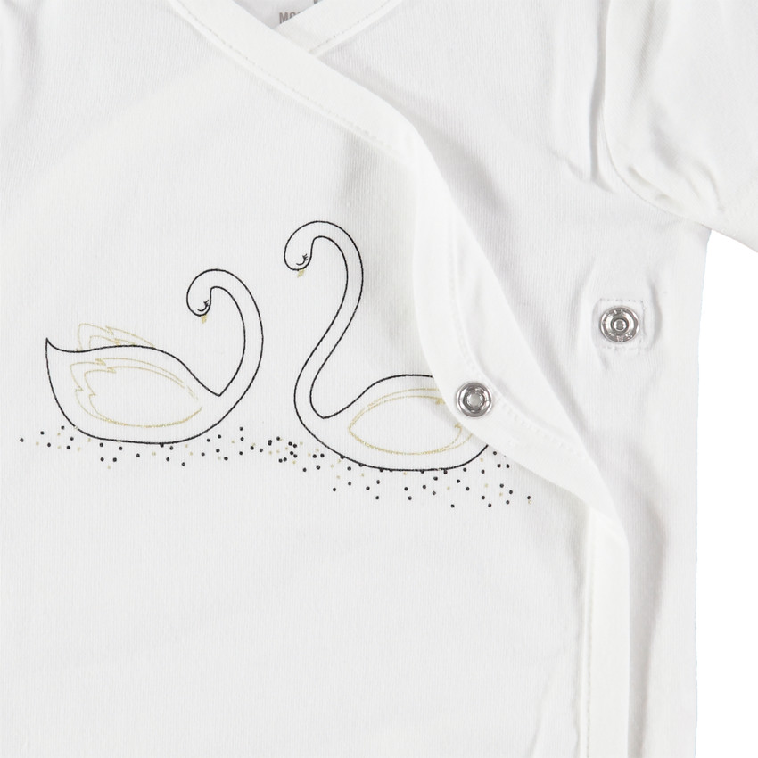 Σετ με 5 κοντομάνικα κορμάκια με στάμπα κύκνους 