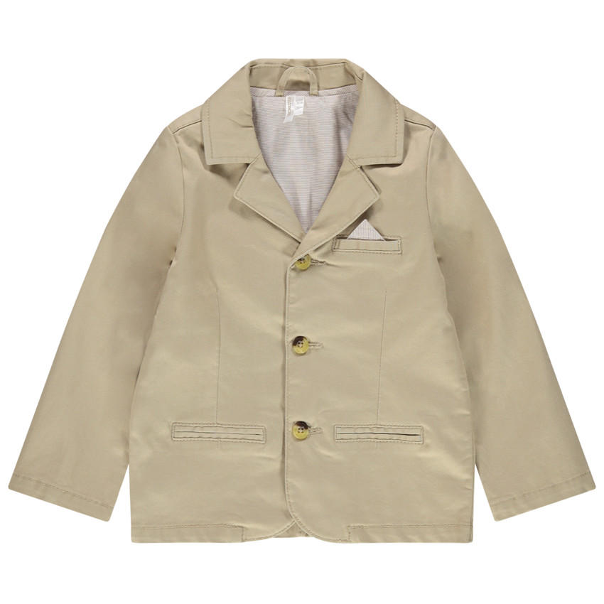 Μονόχρωμο μπλέιζερ με ριγέ φόδρα και τσέπες 