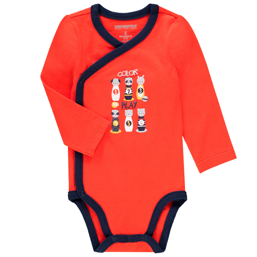 Σετ από 5 bodies μακρυμάνικα με οργανικό βαμβάκι για bebe αγόρι 