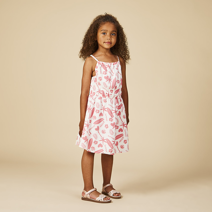 Φόρεμα από seersucker με εξωτικό σχέδιο για κορίτσι 