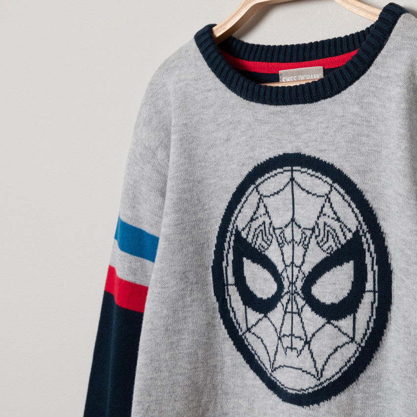 Pull en tricot tricolore Spiderman en jacquard 