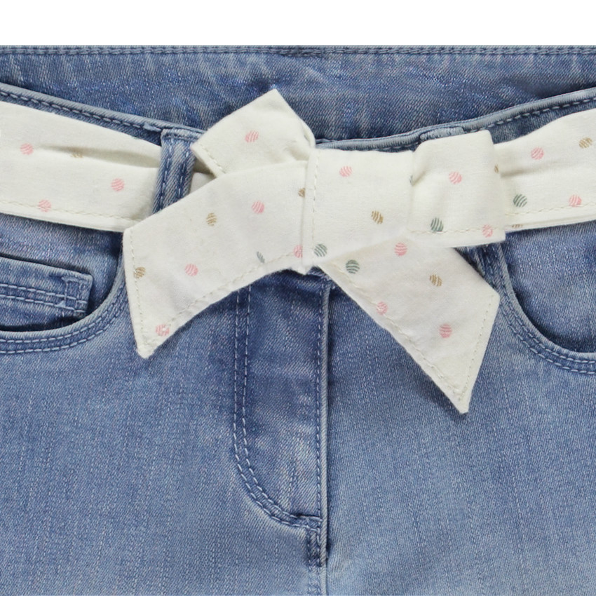 Τζιν slim εφέ φθοράς με ζώνη φουλάρδου για κορίτσι 