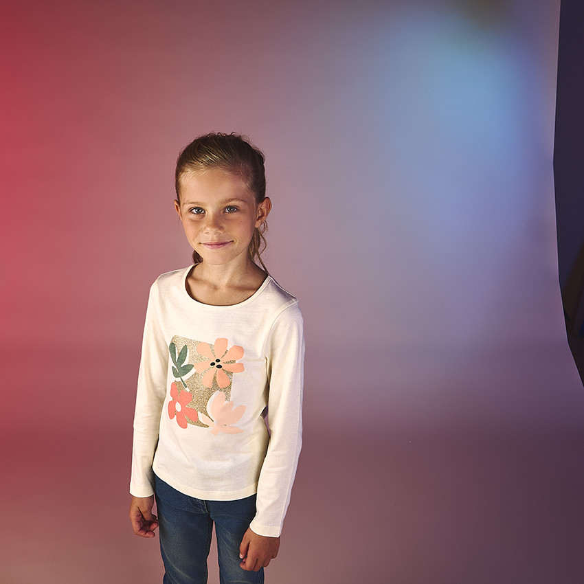 T-shirt με μακριά μανίκια με γυαλιστερή εκτύπωση για κορίτσι 