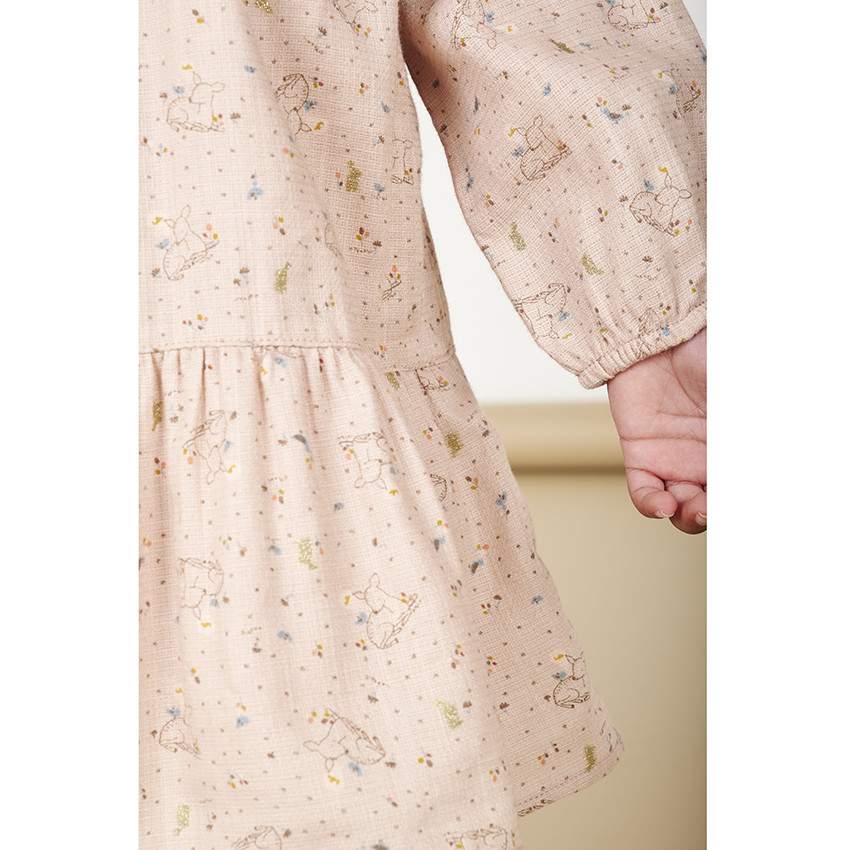 Φόρεμα μακρυμάνικο από φαντασία βολάν με σχέδιο ελαφιών για κορίτσι μωρό 