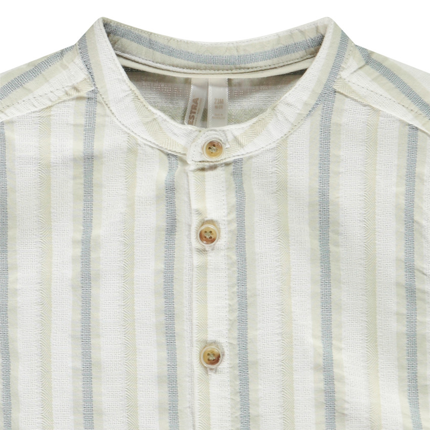 Πουκάμισο κοντομάνικο με ρίγες και γιακά mao για μωρό αγόρι 